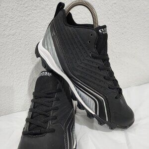 Classic Sport Black Silver Kids Baseball Cleats Molded Youth Size 6
